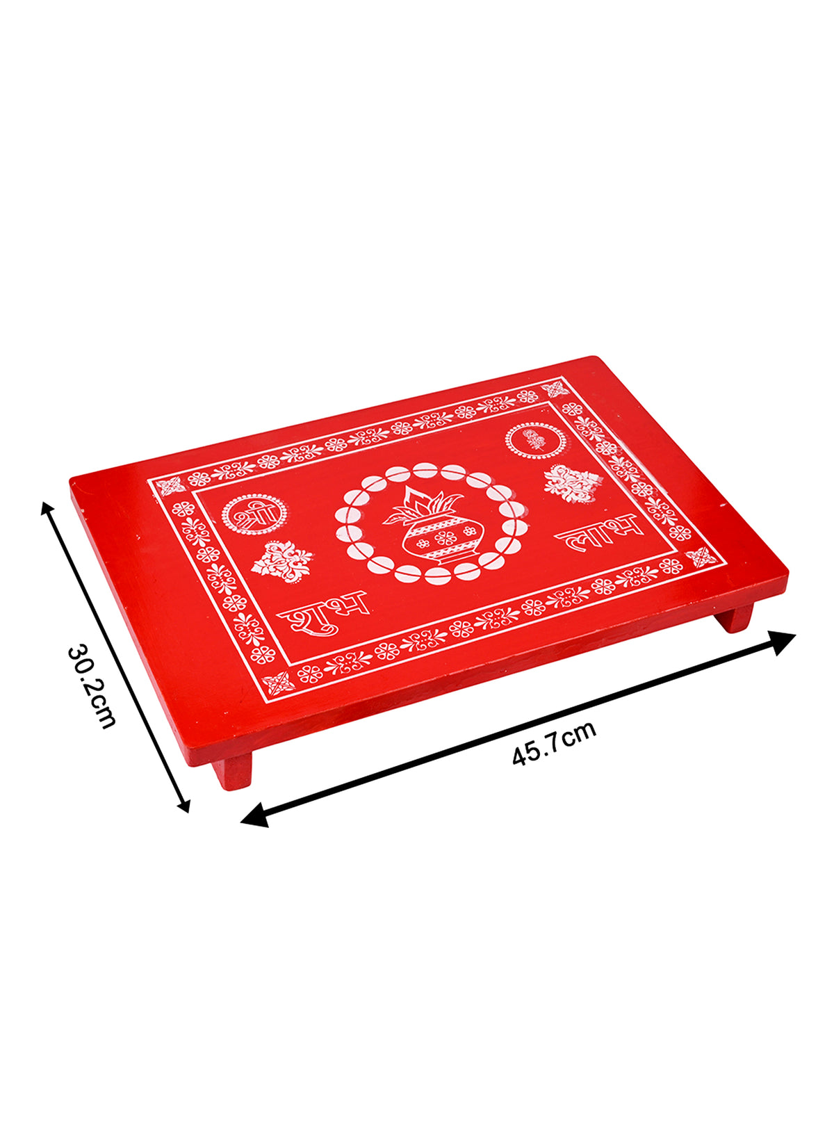 Madhoor Kalash Pooja Chowki Silver-Tone Red 12 x 18 cm 1 Piece