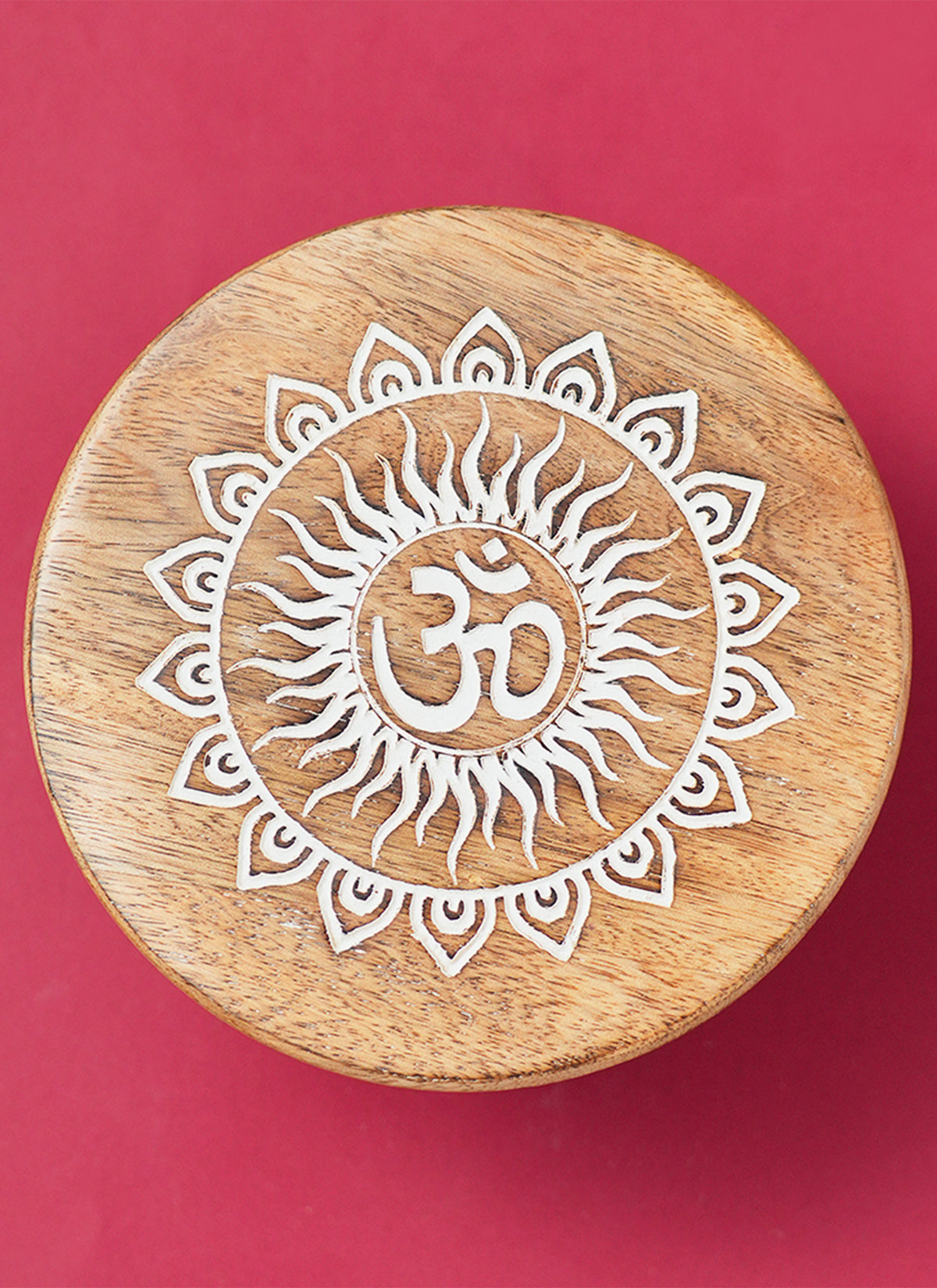 Madhoor Lotus Pooja Chowki White Brown 6 x 6 Inches 1 Piece