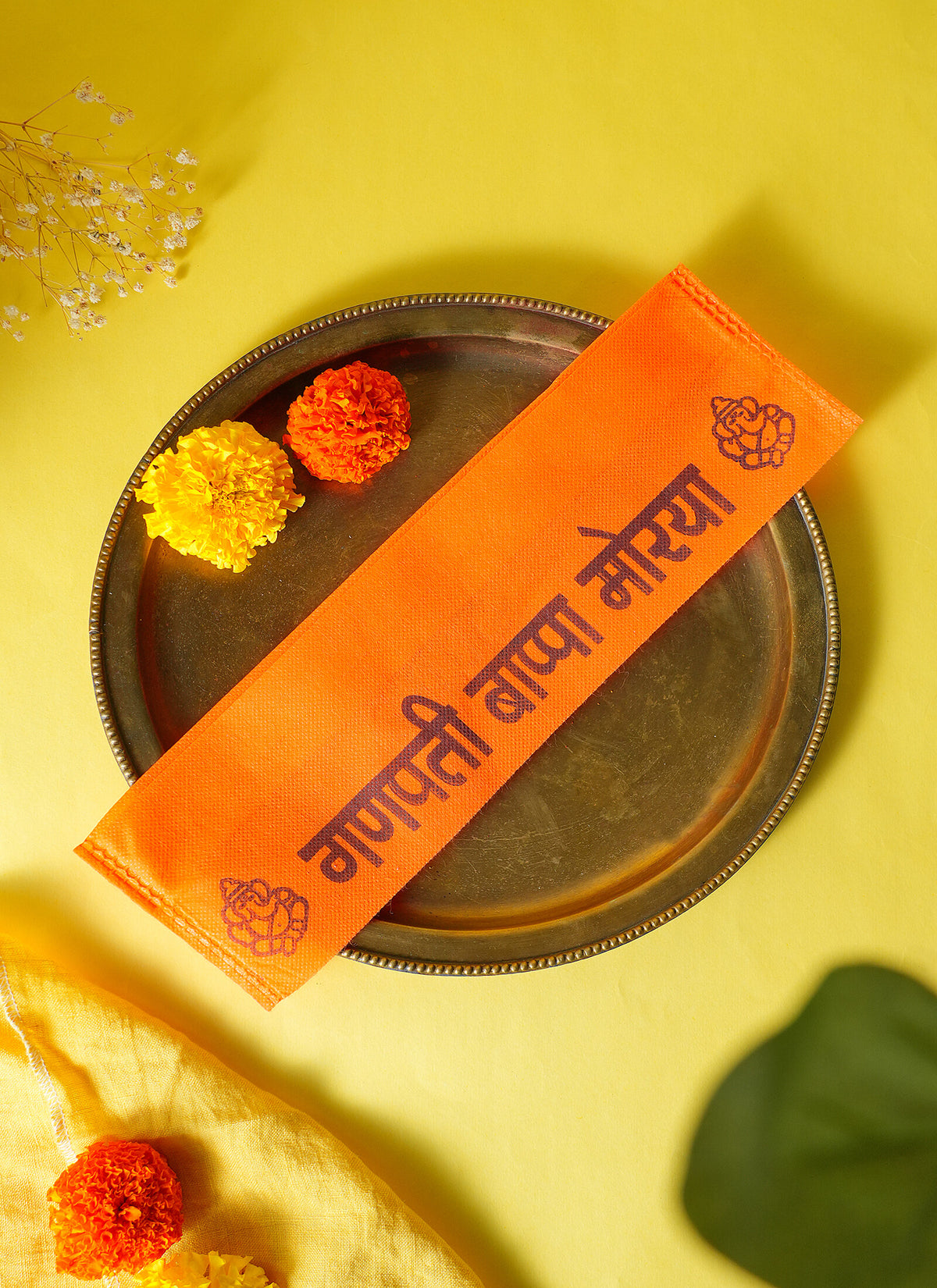 Madhoor Pooja Patka Cloth Orange 5 Pieces