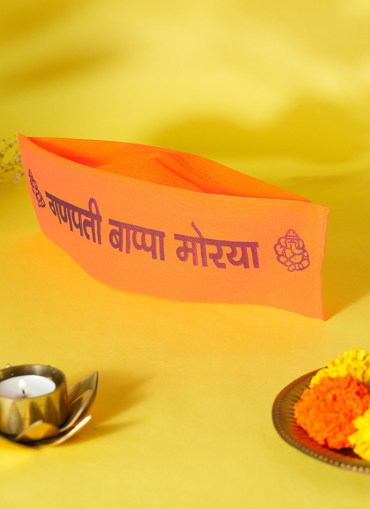 Madhoor Pooja Patka Cloth Orange 5 Pieces