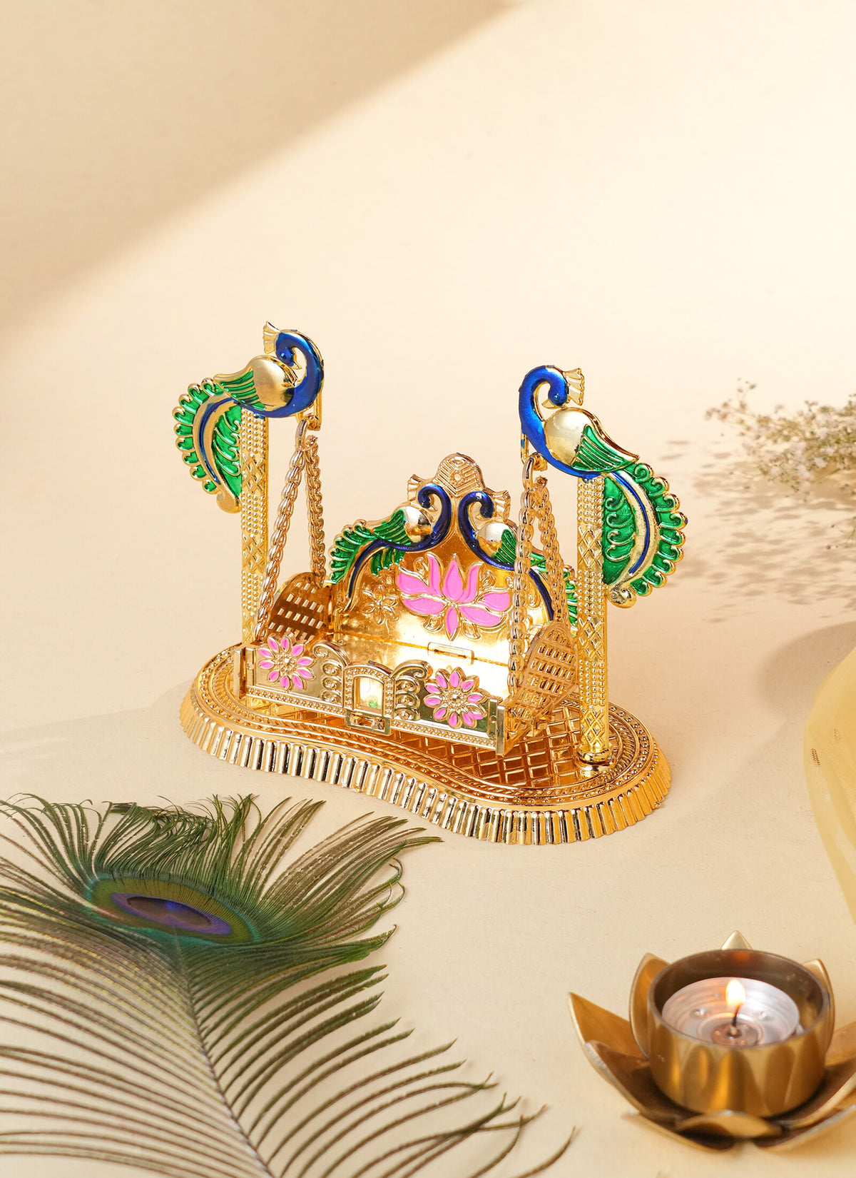 Madhoor Peacock Krishna Jhula Swing Pink Blue Green 1 Piece