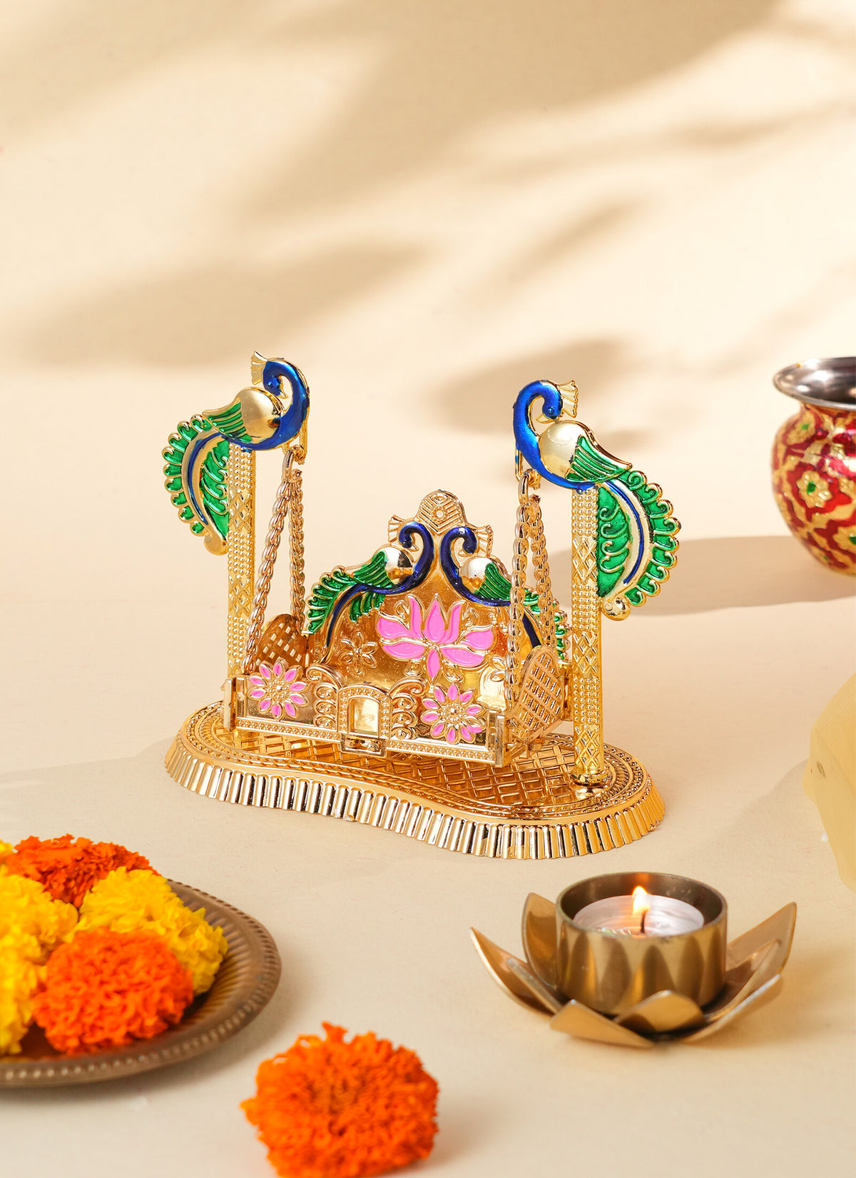 Madhoor Peacock Krishna Jhula Swing Pink Blue Green 1 Piece