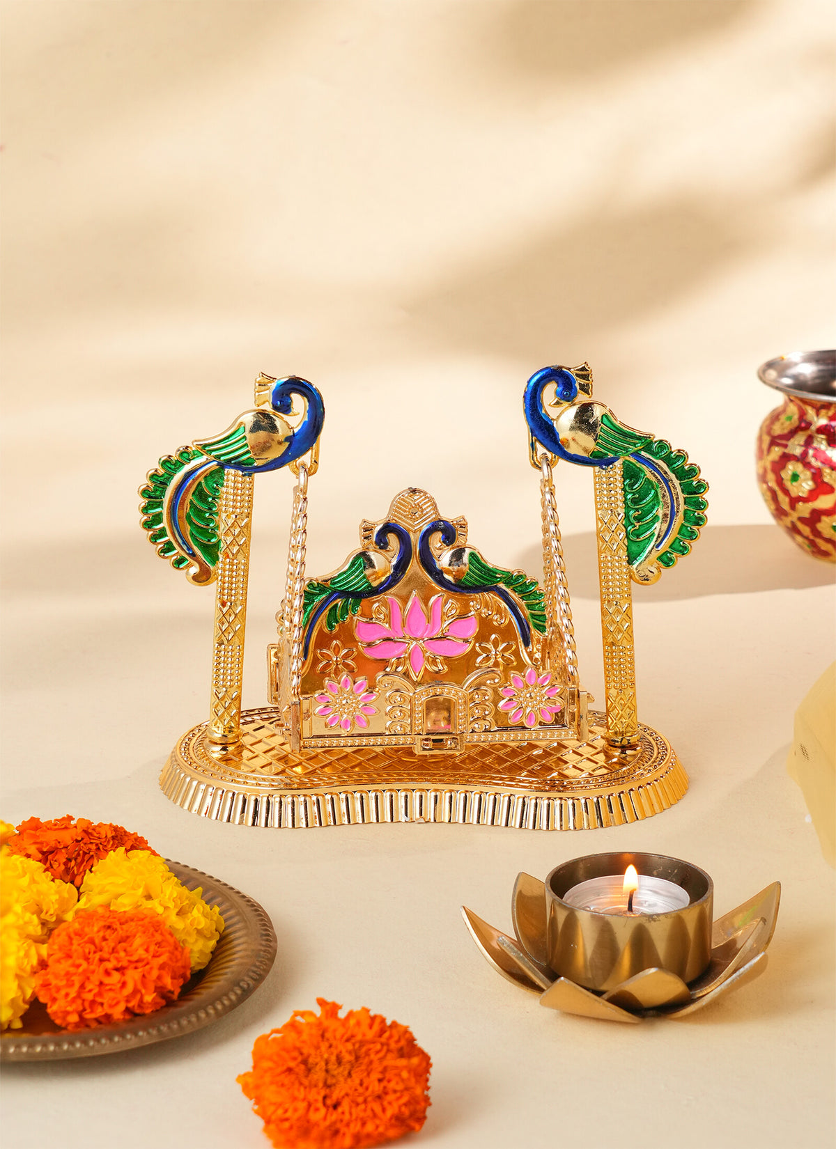 Madhoor Peacock Krishna Jhula Swing Pink Blue Green 1 Piece