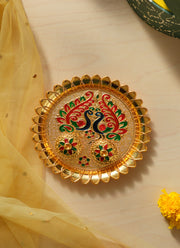 Madhoor Peacock Pooja Thali Gold-Tone 1 Piece