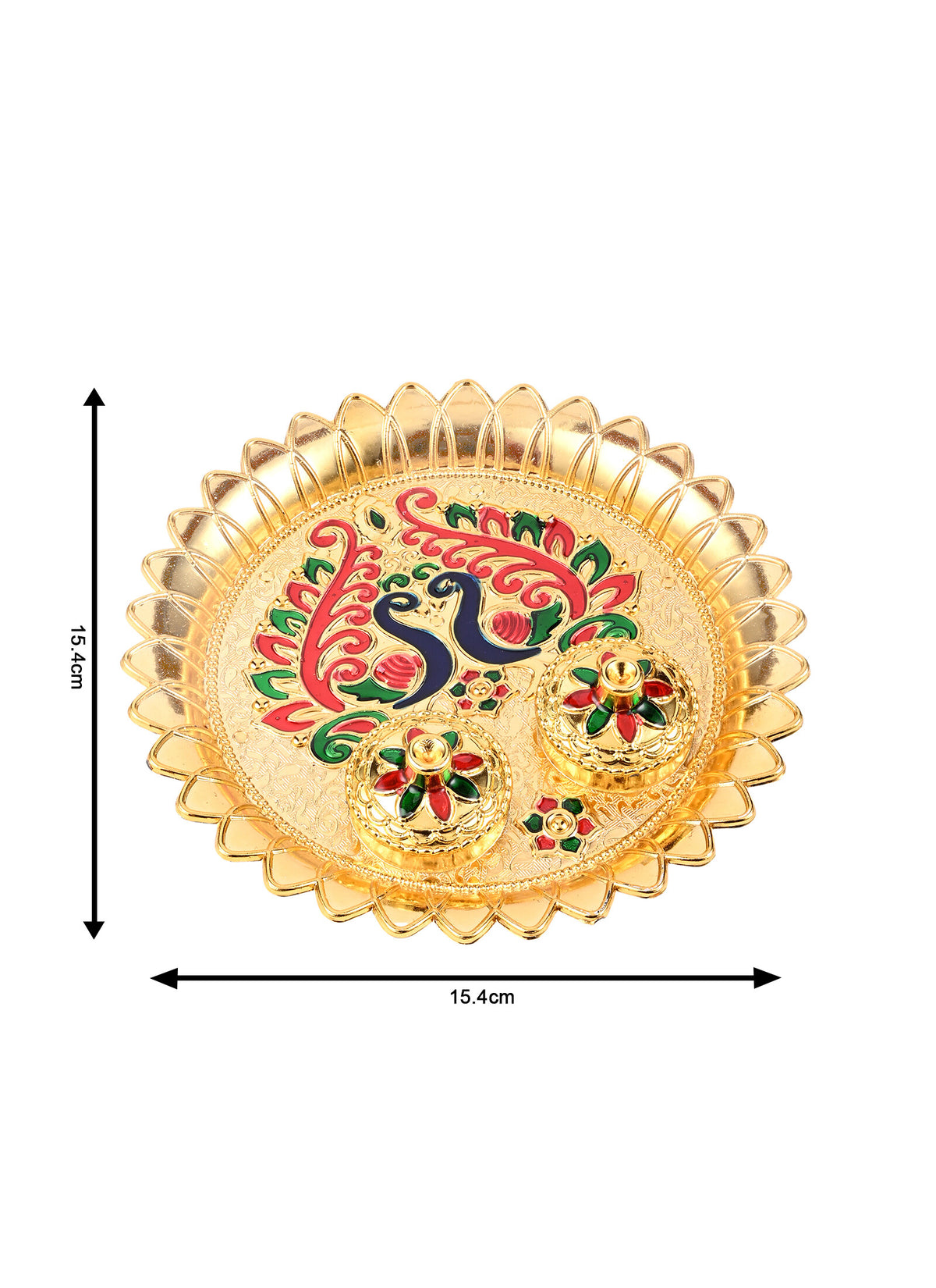 Madhoor Peacock Pooja Thali Gold-Tone 1 Piece