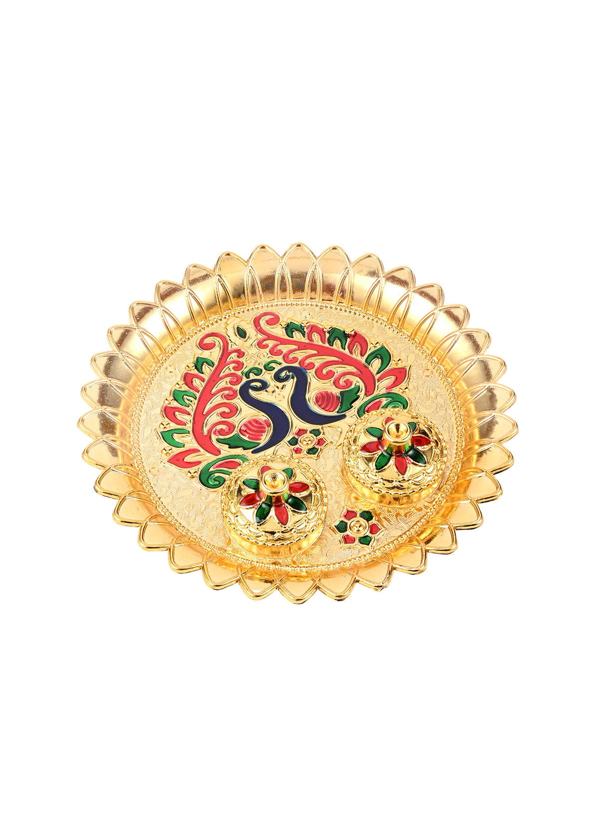 Madhoor Peacock Pooja Thali Gold-Tone 1 Piece