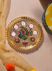Madhoor Om Swastik Pooja Thali Multicolour 8 Inches 1 Piece