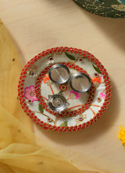 Madhoor Floral Pooja Thali Cream 1 Piece