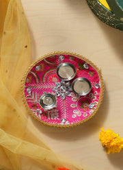Madhoor Crystal Pooja Thali Rani Pink 1 Piece