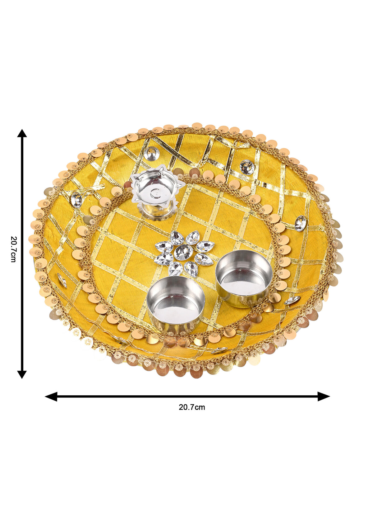 Madhoor Crystal Pooja Thali Yellow 1 Piece