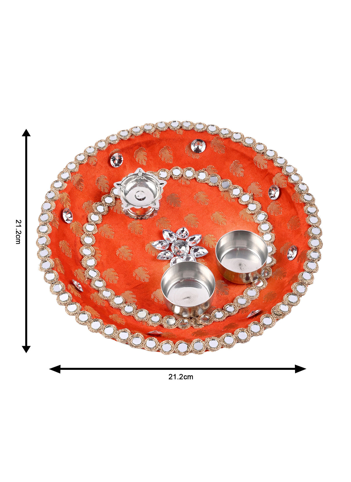 Madhoor Zari Pooja Thali Orange 1 Piece