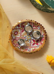 Madhoor Crystal Pooja Thali Cream 1 Piece