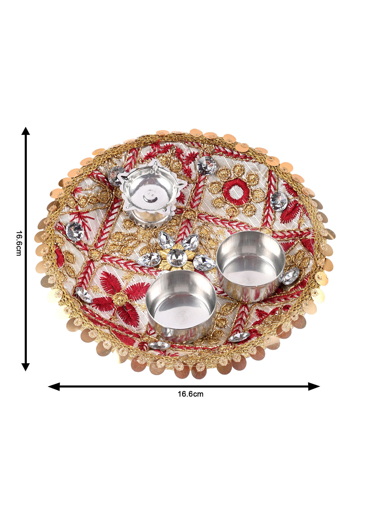 Madhoor Crystal Pooja Thali Cream 1 Piece