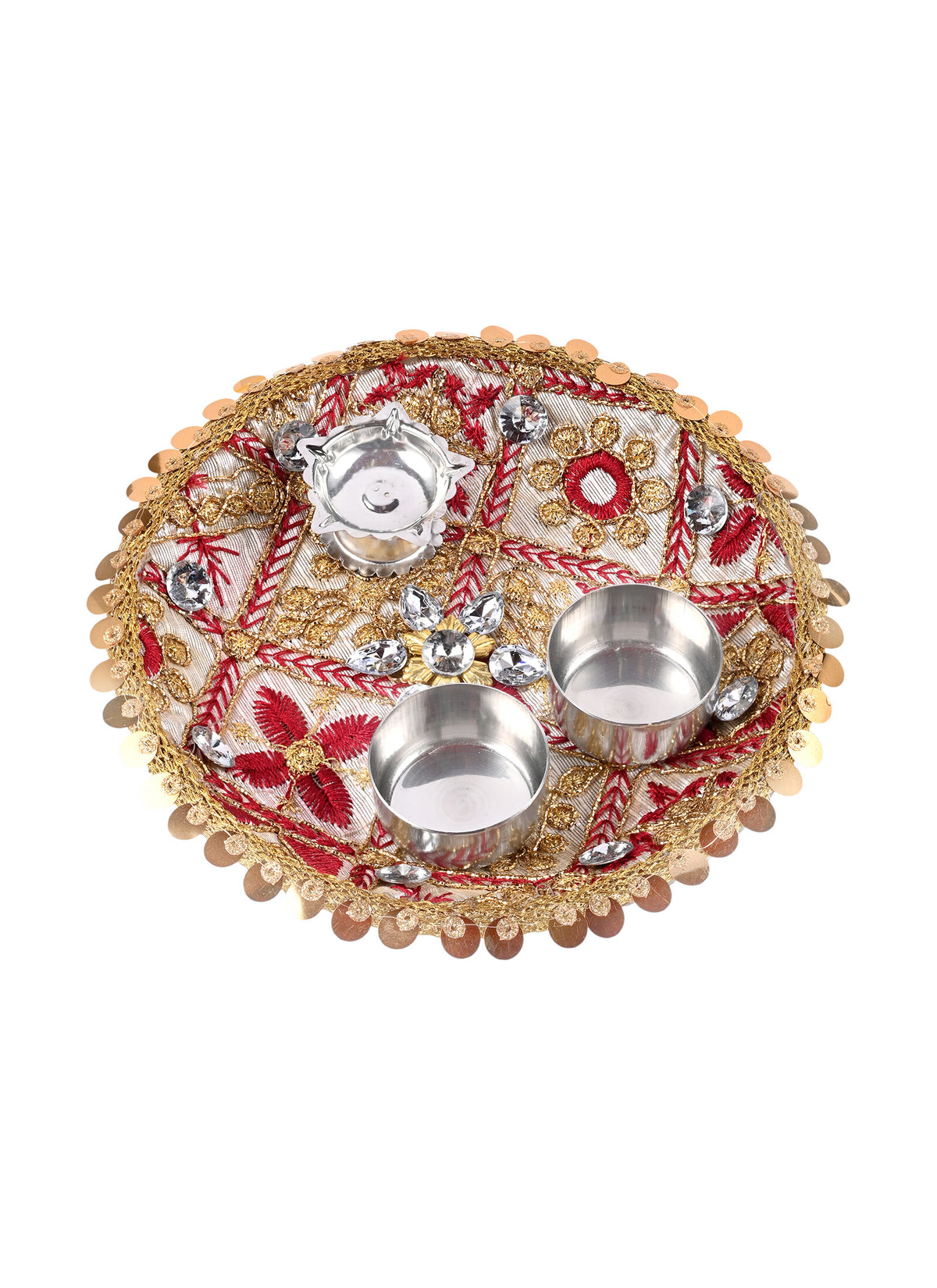 Madhoor Crystal Pooja Thali Cream 1 Piece