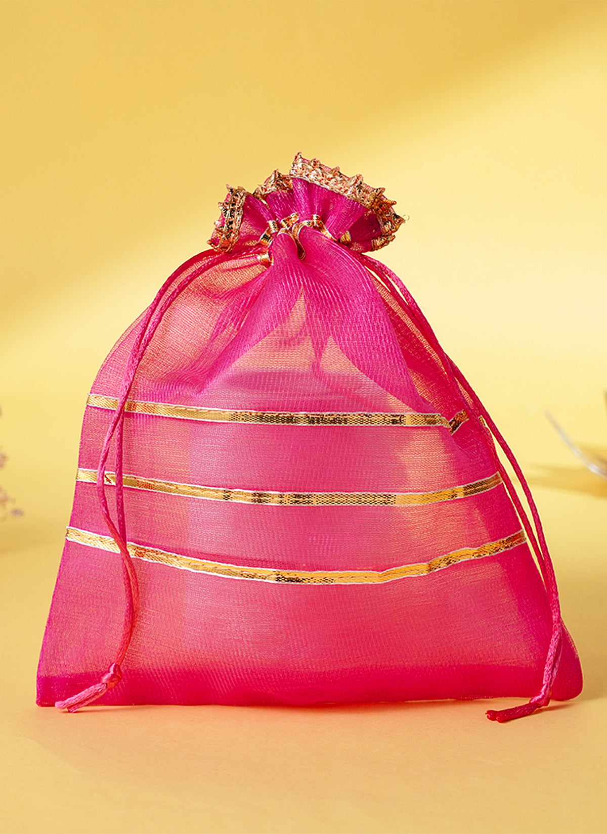 Madhoor Organza Gota Patti Shagun Potli Gift Bag Pink 17 x 23 cm 1 Piece