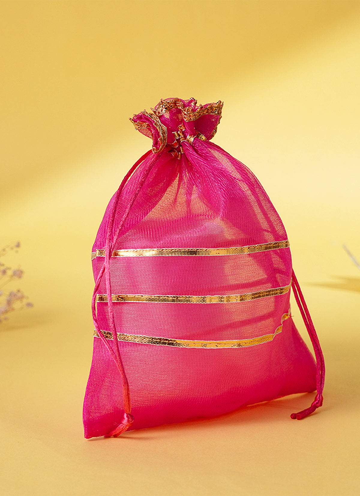Madhoor Organza Gota Patti Shagun Potli Gift Bag Pink 17 x 23 cm 1 Piece