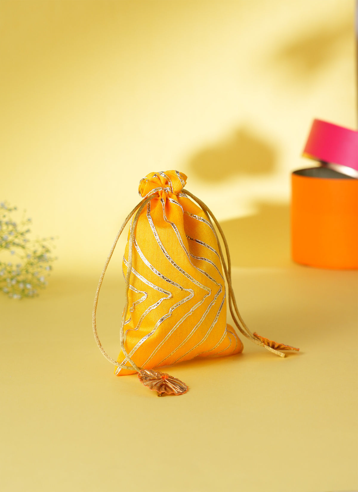 Madhoor Gota Patti Potli Gift Bag Yellow 5 x 7 Inches 1 Piece
