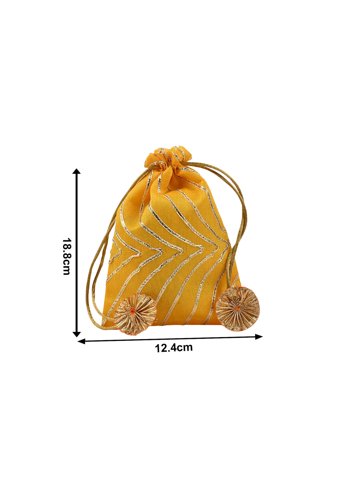 Madhoor Gota Patti Potli Gift Bag Yellow 5 x 7 Inches 1 Piece