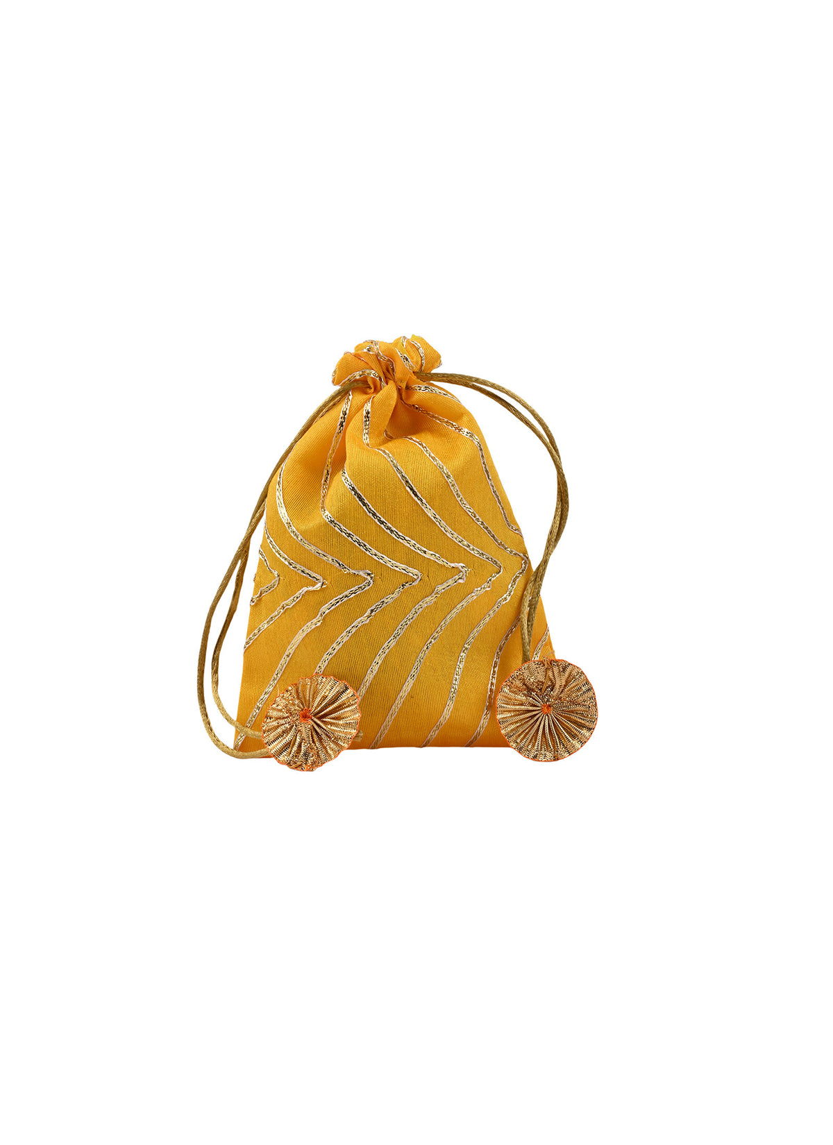 Madhoor Gota Patti Potli Gift Bag Yellow 5 x 7 Inches 1 Piece