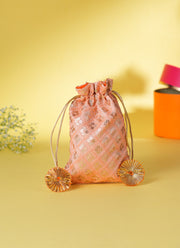 Madhoor Sequin Potli Gift Bag Peach 5 x 7 Inches 1 Piece