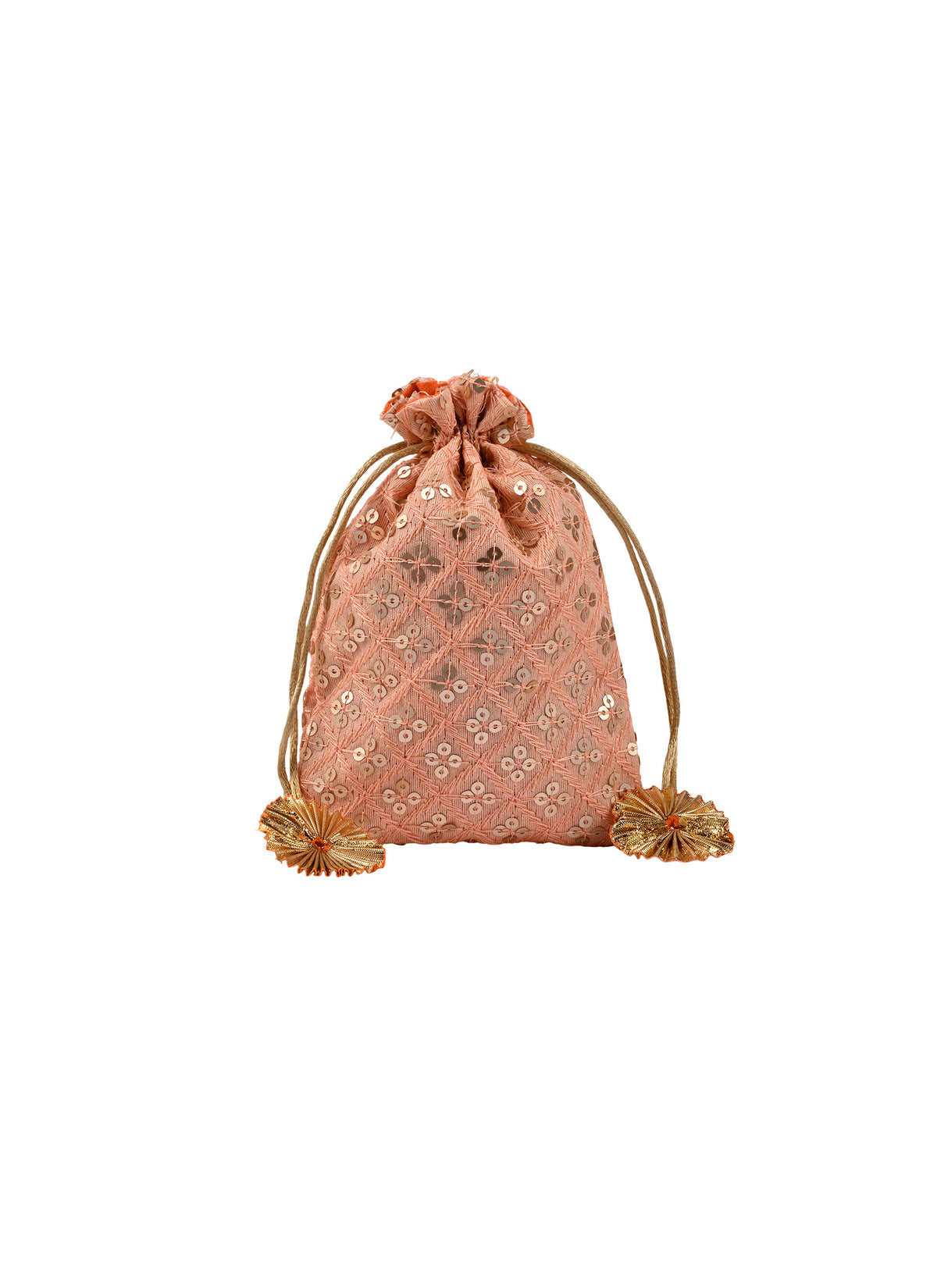 Madhoor Sequin Potli Gift Bag Peach 5 x 7 Inches 1 Piece