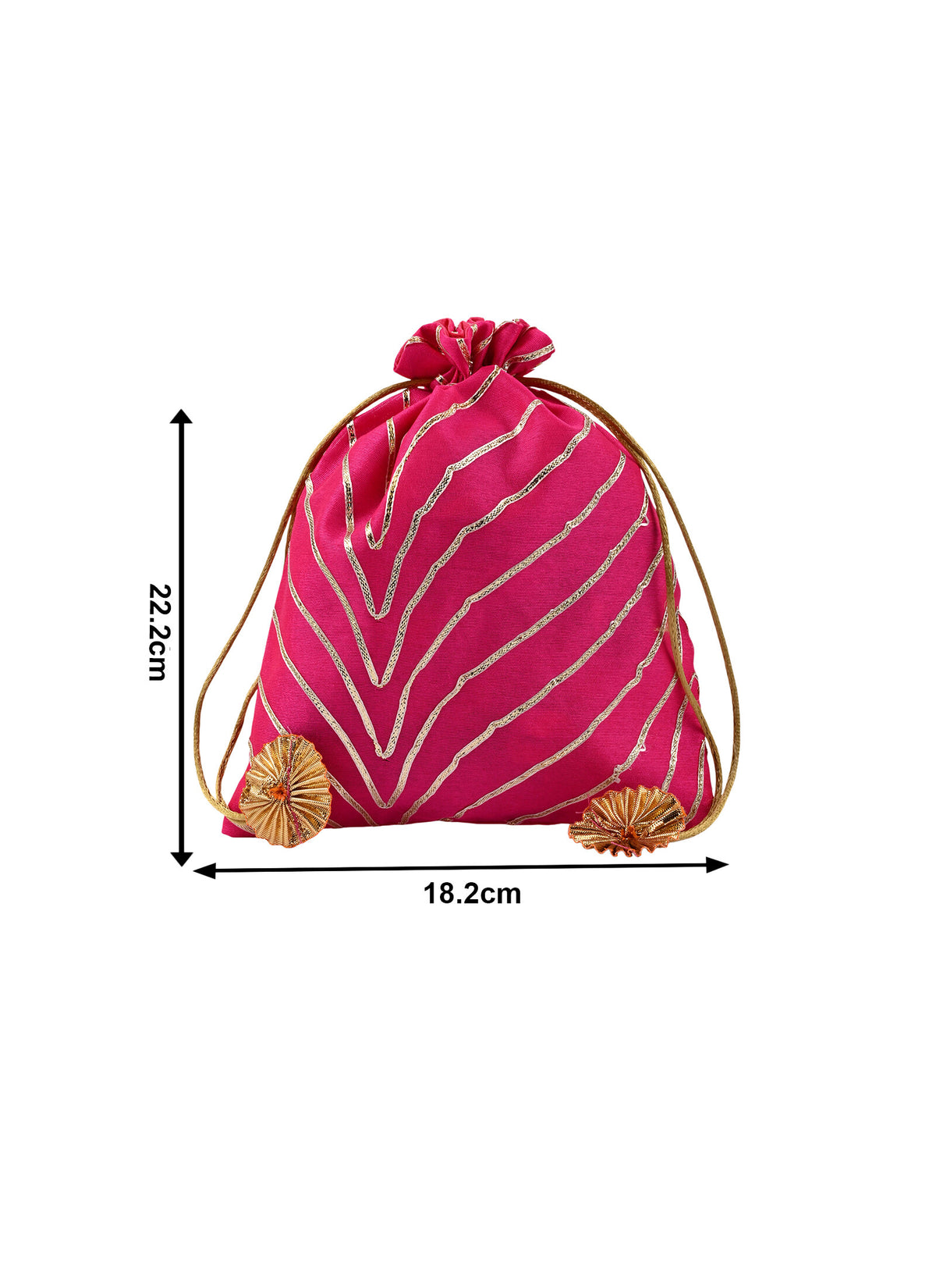 Madhoor Gota Line Potli Gift Bag Dark Pink 7 x 9 Inches 1 Piece