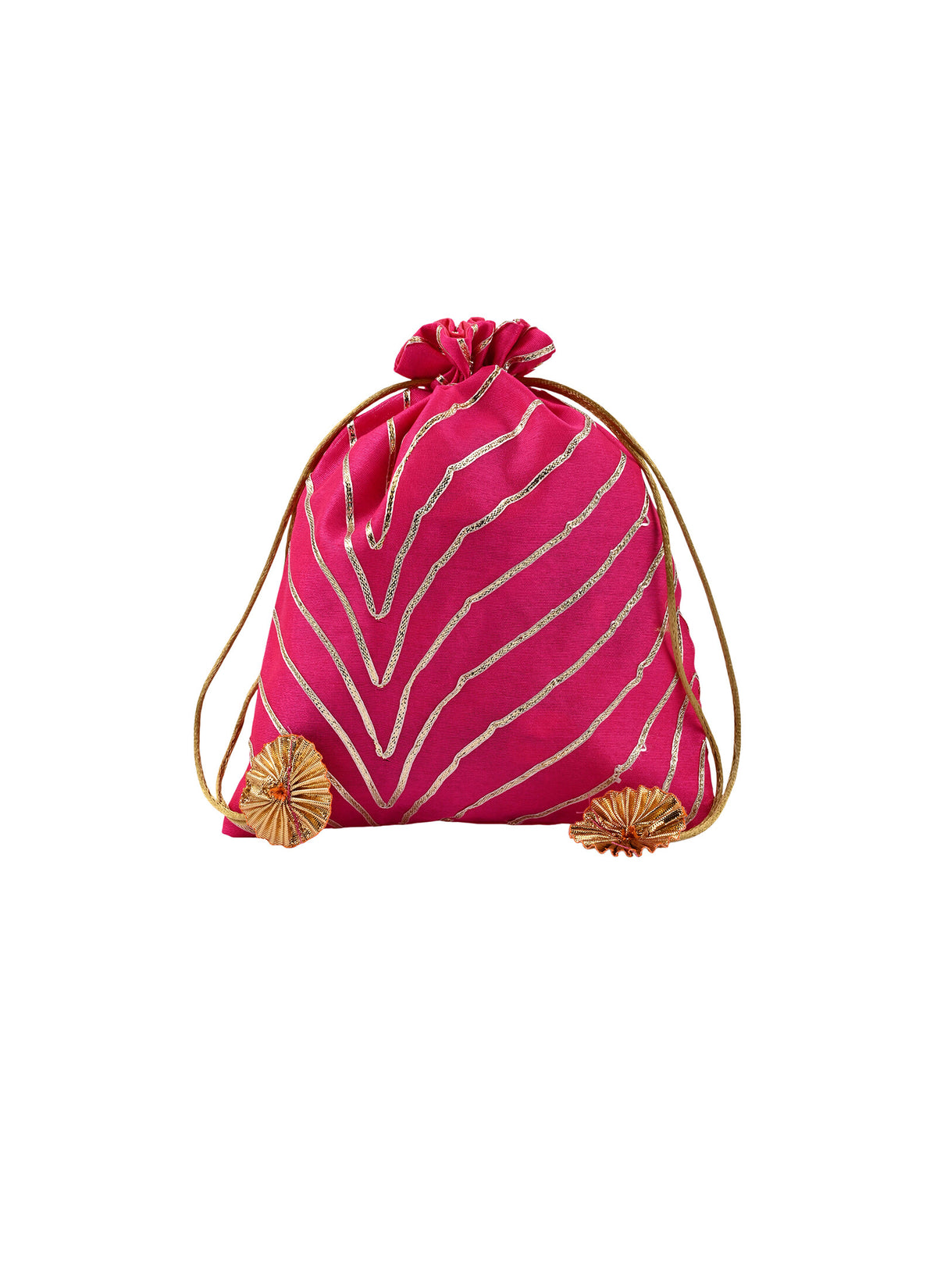 Madhoor Gota Line Potli Gift Bag Dark Pink 7 x 9 Inches 1 Piece