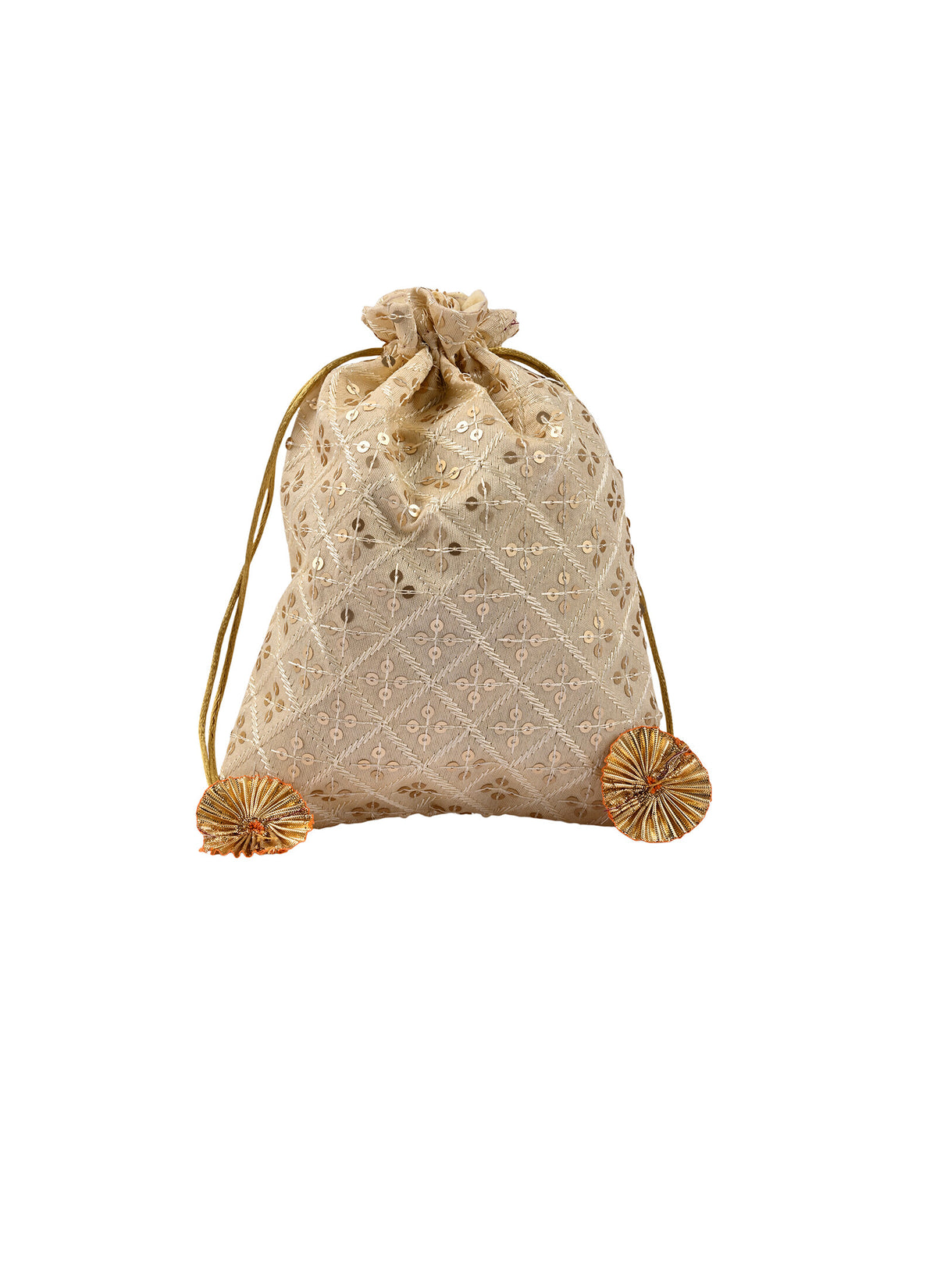 Madhoor Sequin Potli Gift Bag Cream 7 x 9 Inches 1 Piece