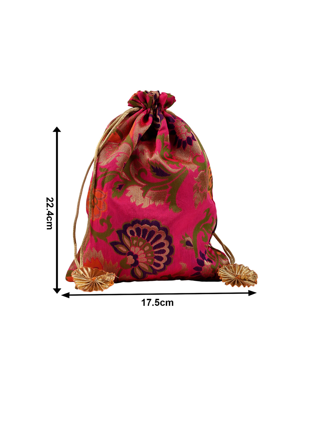 Madhoor Brocade Floral Potli Gift Bag Multicolour 7 x 9 Inches 1 Piece