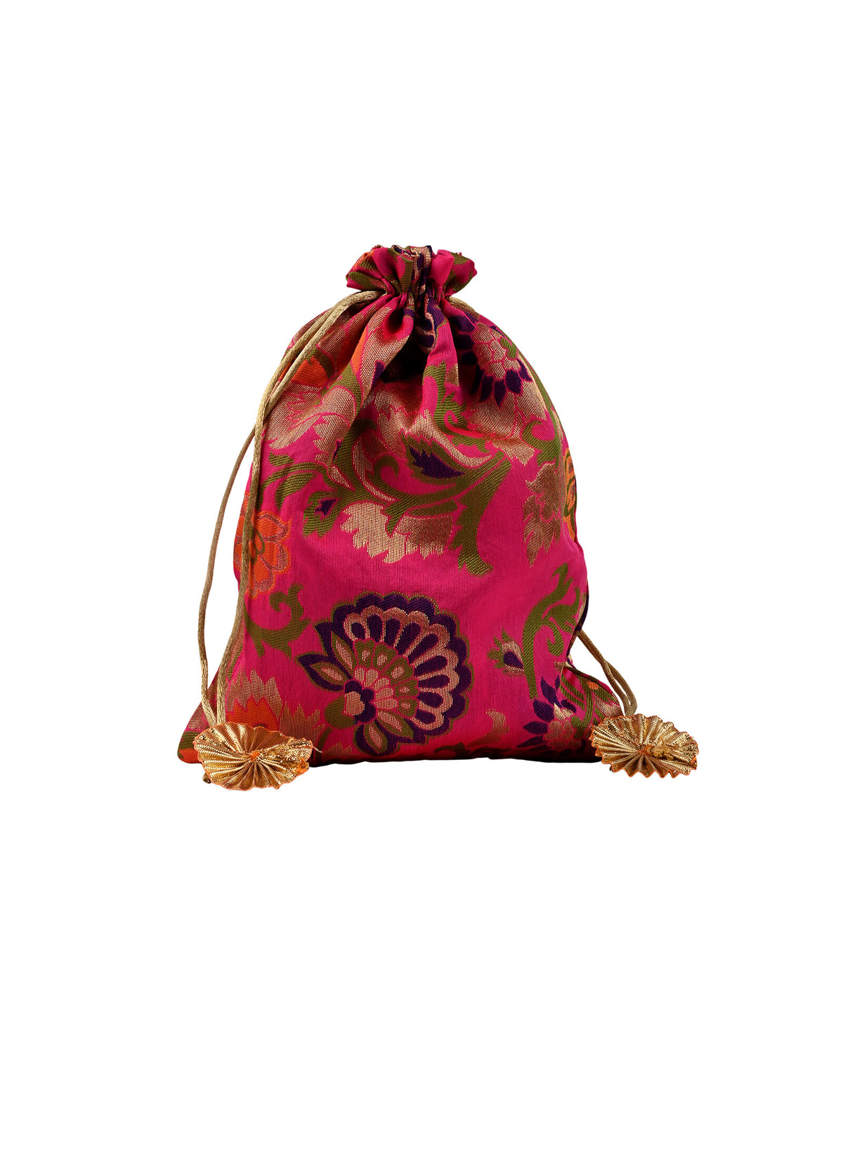 Madhoor Brocade Floral Potli Gift Bag Multicolour 7 x 9 Inches 1 Piece