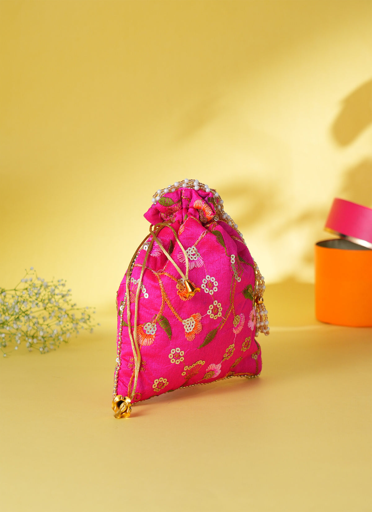 Madhoor Pearl Potli Gift Bag Multicolour 9 x 9 Inches 1 Piece