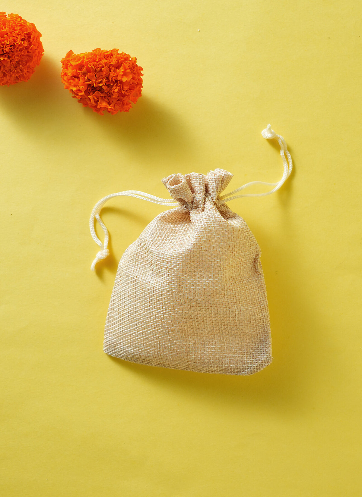 Madhoor Jute Potli Gift Bag Beige 9 x 12 Inches 10 Pieces