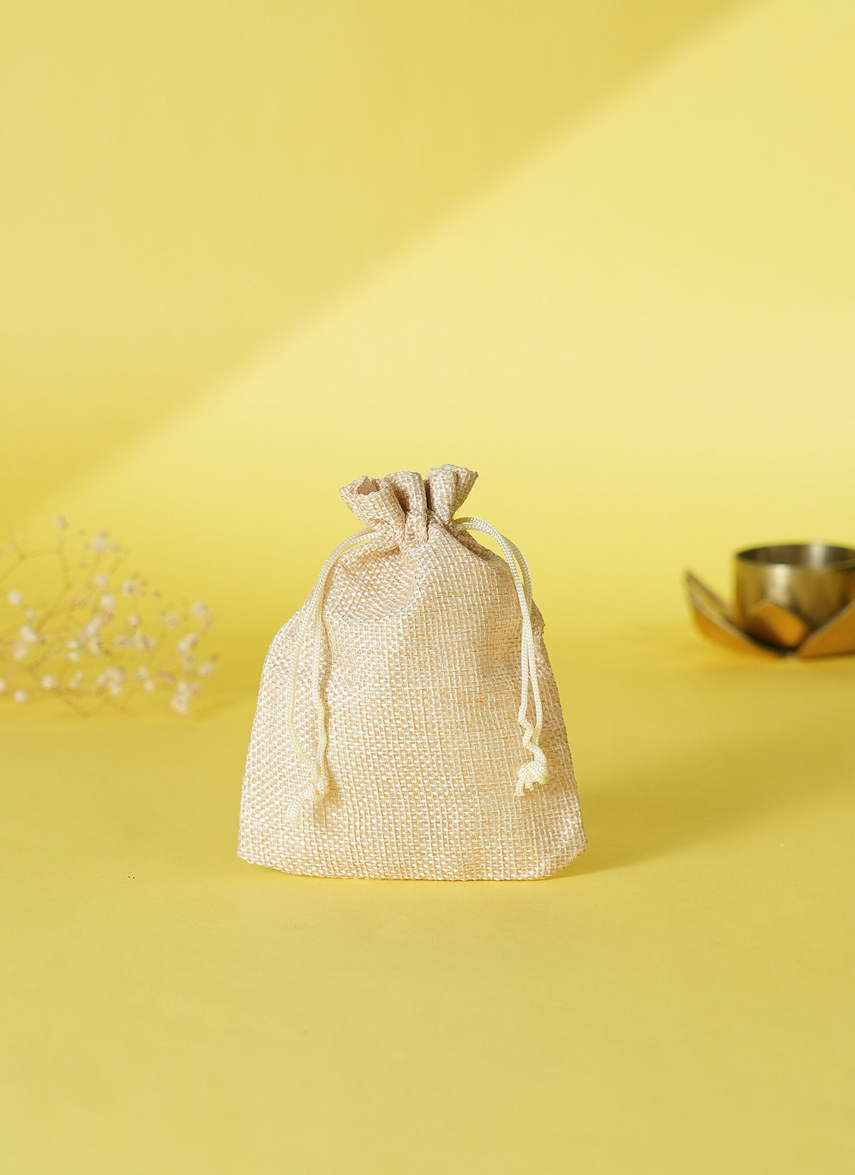 Madhoor Jute Potli Gift Bag Beige 9 x 12 Inches 10 Pieces