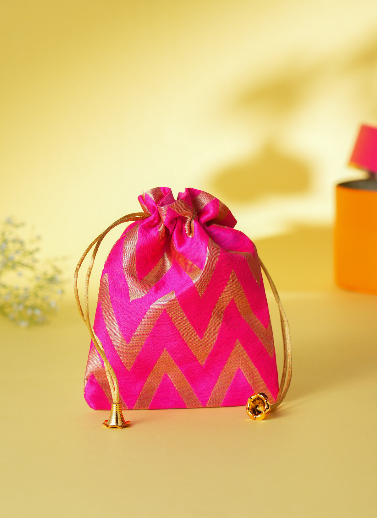 Madhoor Zigzag Potli Gift Bag Dark Pink 5 x 7 Inches 1 Piece
