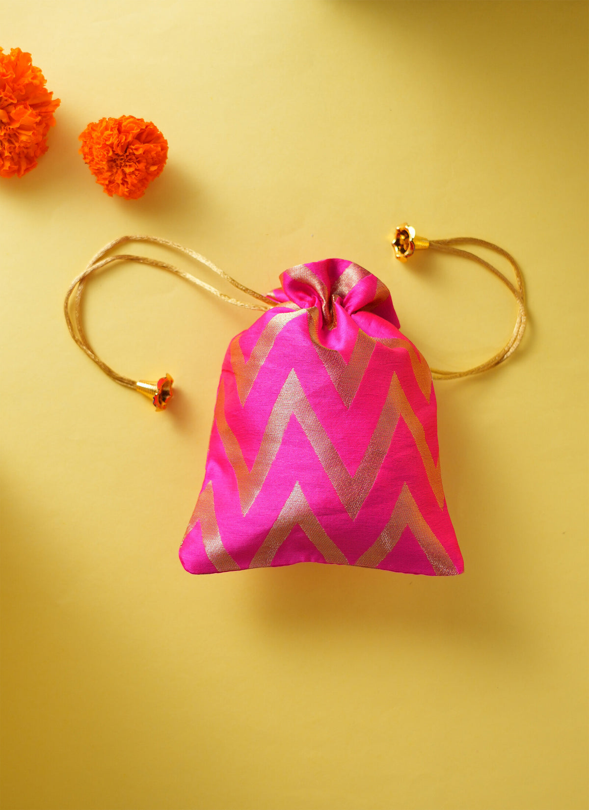 Madhoor Zigzag Potli Gift Bag Dark Pink 5 x 7 Inches 1 Piece