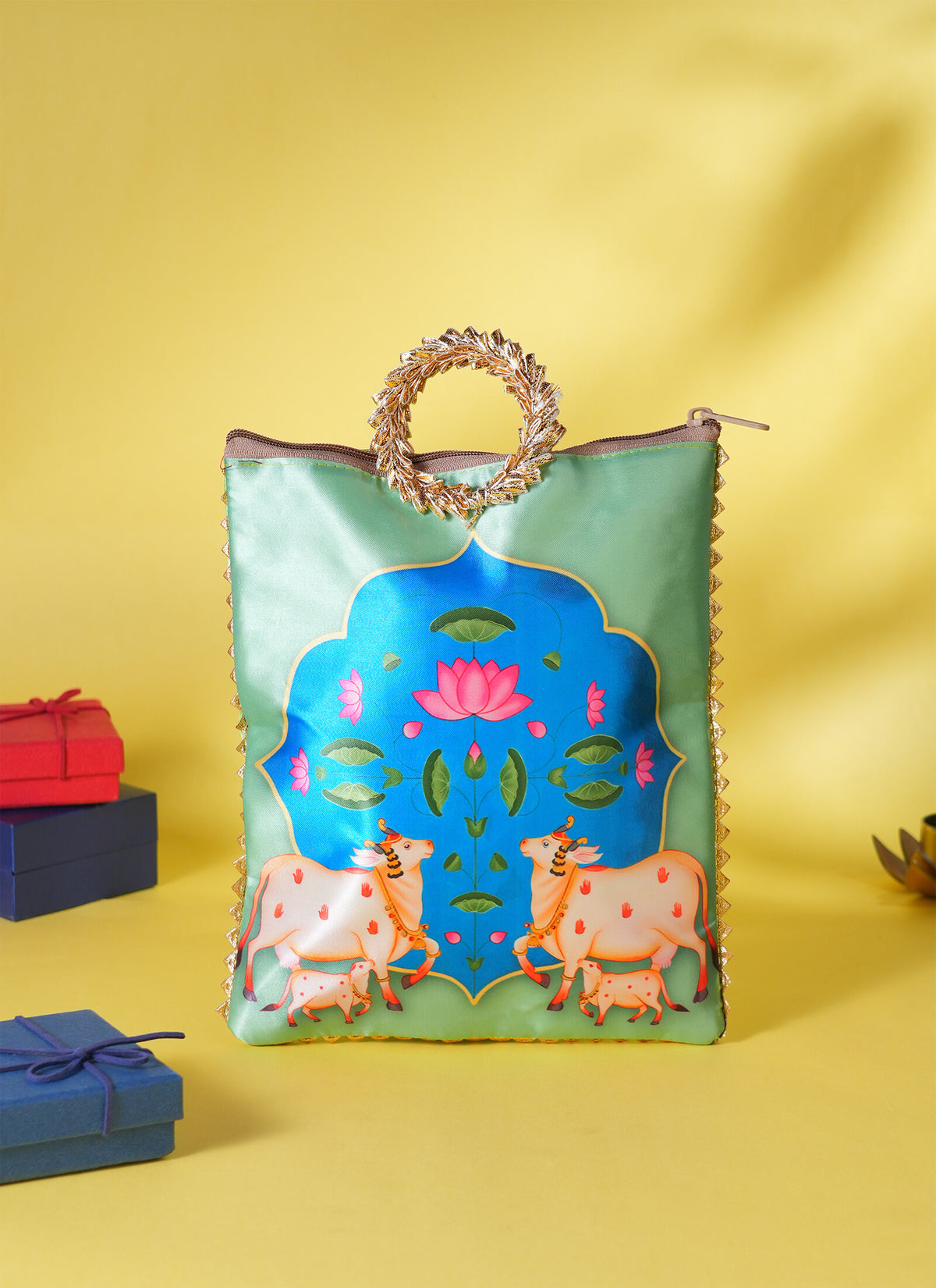 Madhoor Bag Pichwai Potli Gift Bag Multicolour 10 x 9 Inches 1 Piece