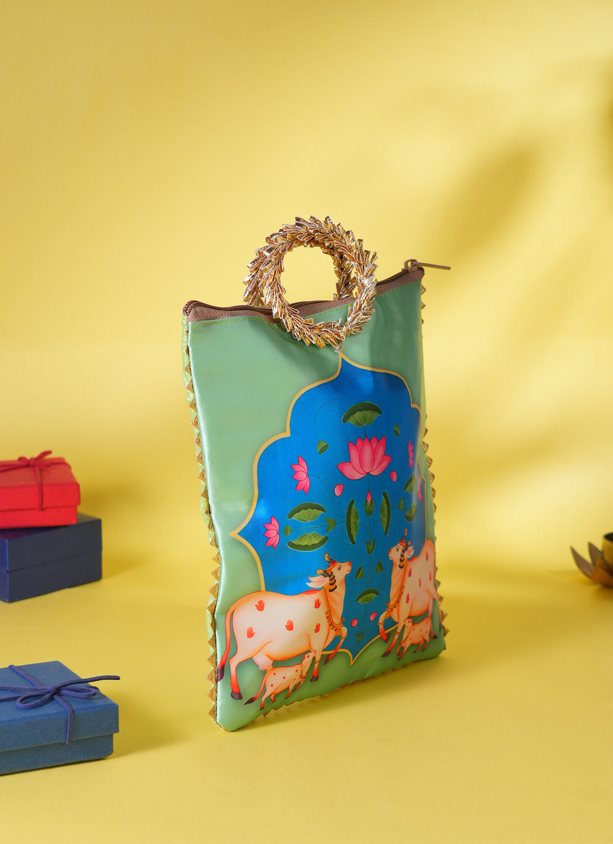 Madhoor Bag Pichwai Potli Gift Bag Multicolour 10 x 9 Inches 1 Piece