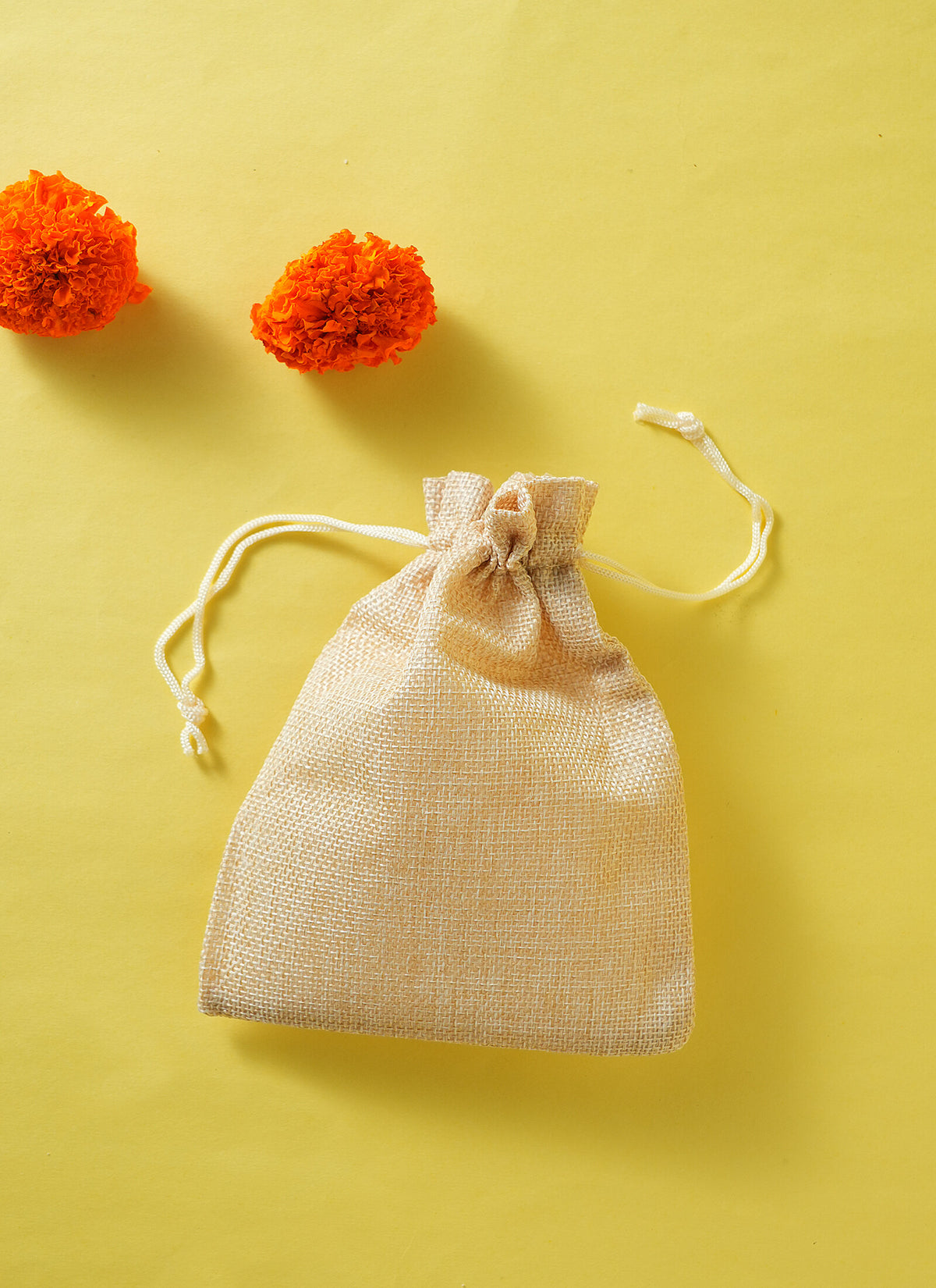Madhoor Jute Potli Gift Bag Beige 13 x 18 Inches 10 Pieces