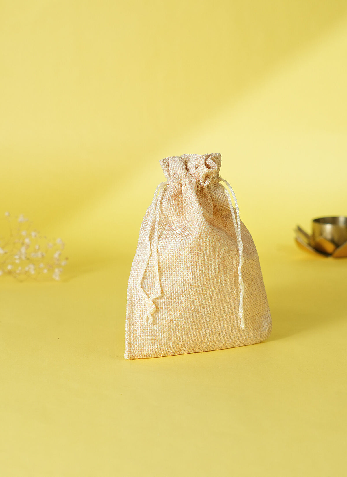 Madhoor Jute Potli Gift Bag Beige 13 x 18 Inches 10 Pieces