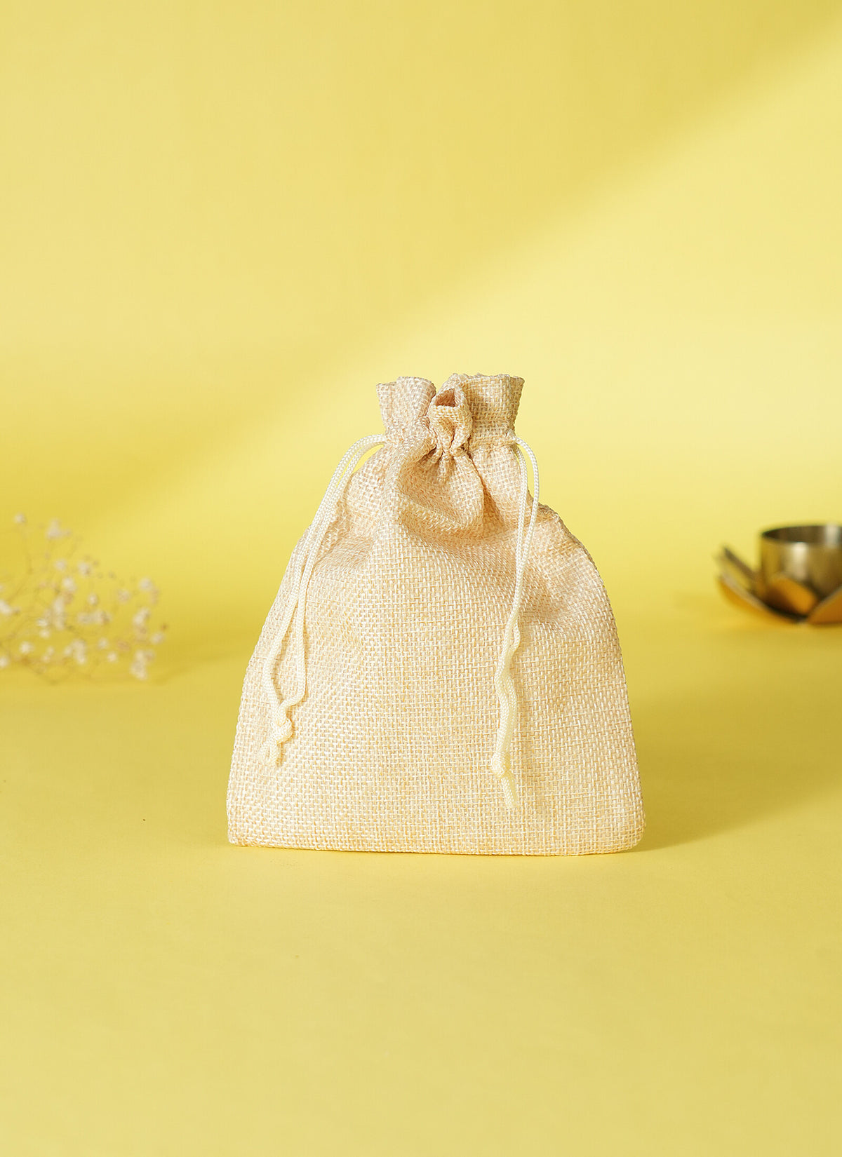 Madhoor Jute Potli Gift Bag Beige 13 x 18 Inches 10 Pieces