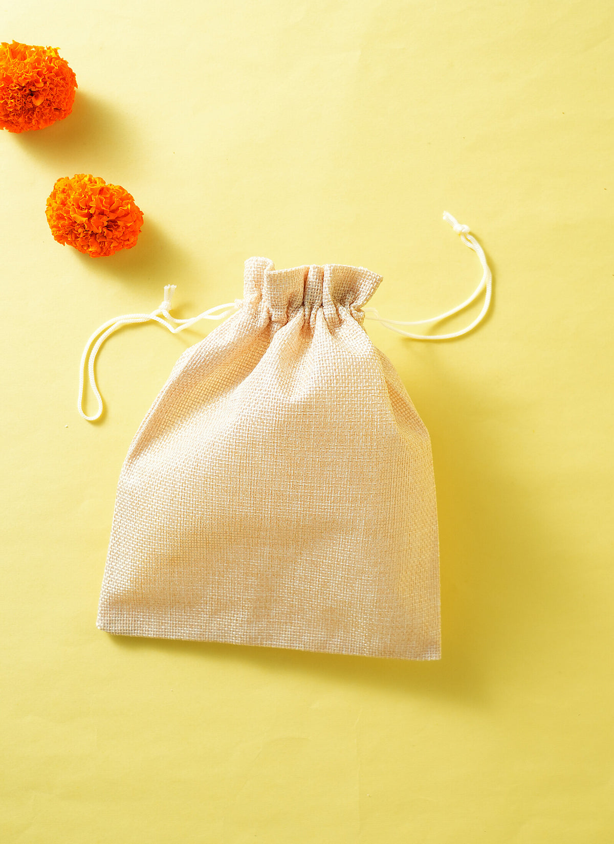Madhoor Jute Potli Gift Bag Beige 17 x 23 Inches 10 Pieces