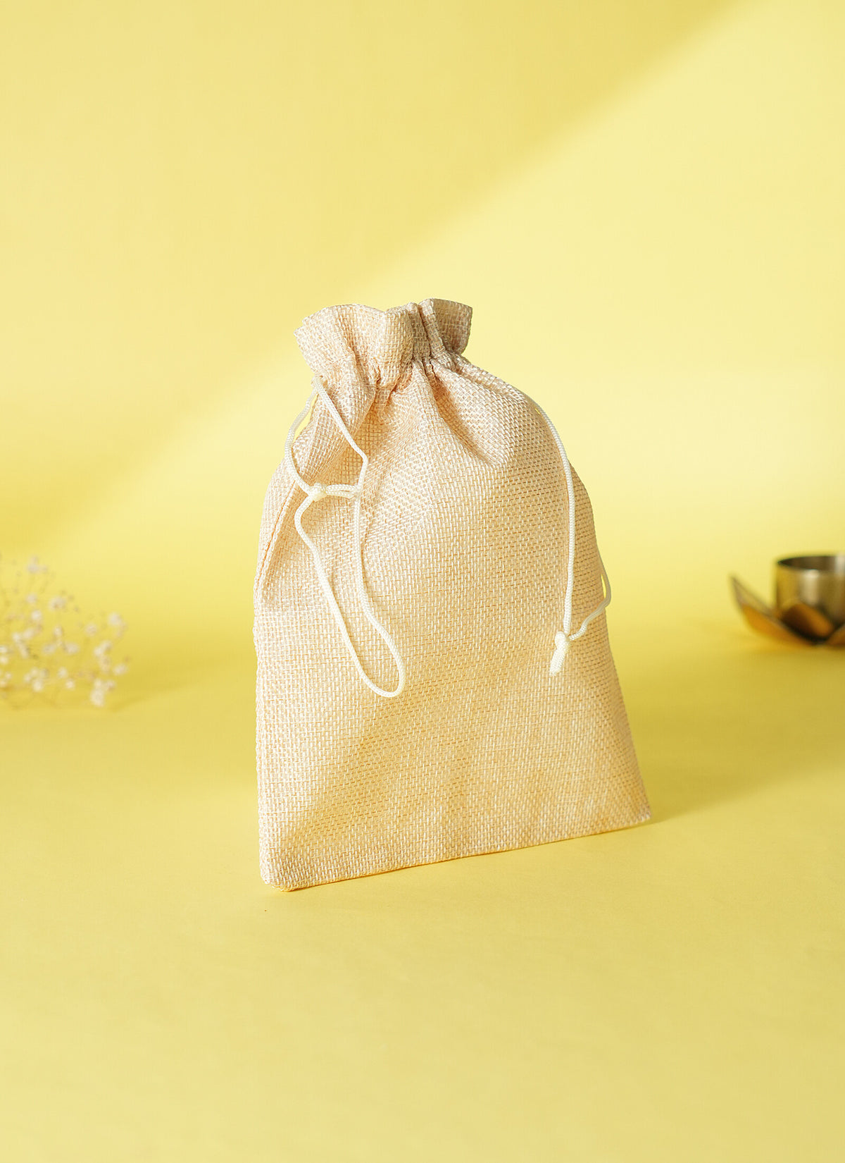 Madhoor Jute Potli Gift Bag Beige 17 x 23 Inches 10 Pieces