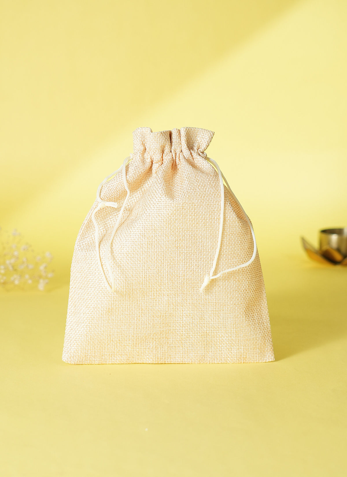Madhoor Jute Potli Gift Bag Beige 17 x 23 Inches 10 Pieces