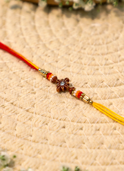 Madhoor Floral Rakhi Red Yellow 1 Piece