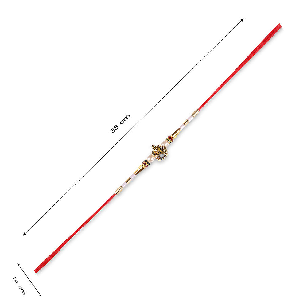 Madhoor Ganesha Pearl Rakhi Red 1 Piece