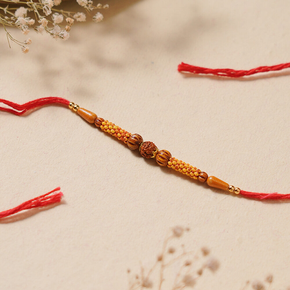 Madhoor Rudraksha Pearl Rakhi Red 1 Piece