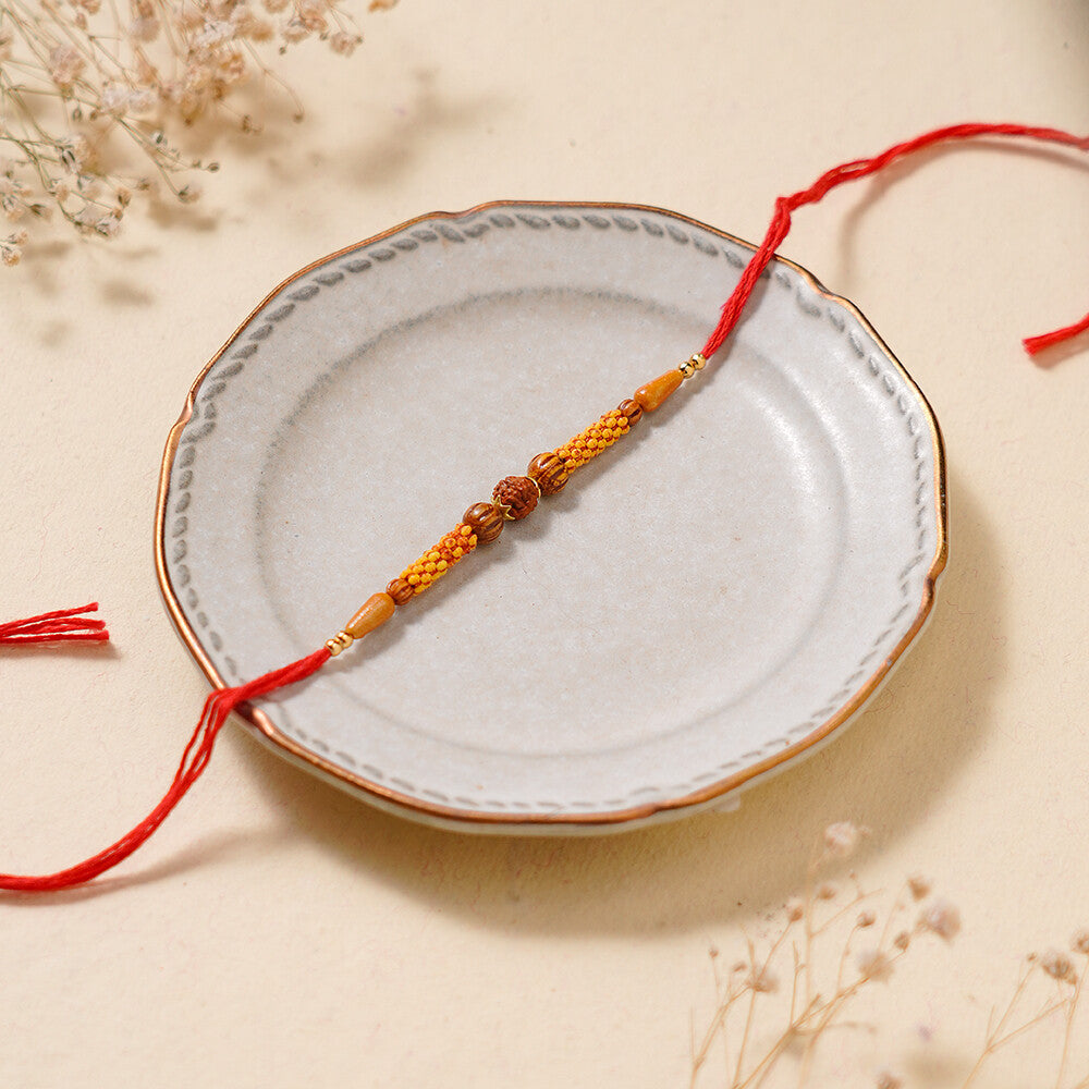 Madhoor Rudraksha Pearl Rakhi Red 1 Piece