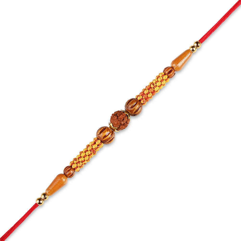 Madhoor Rudraksha Pearl Rakhi Red 1 Piece