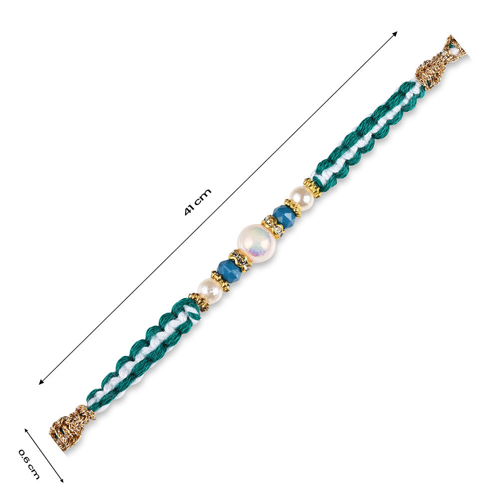 Madhoor Pearl Rakhi White Green 1 Piece