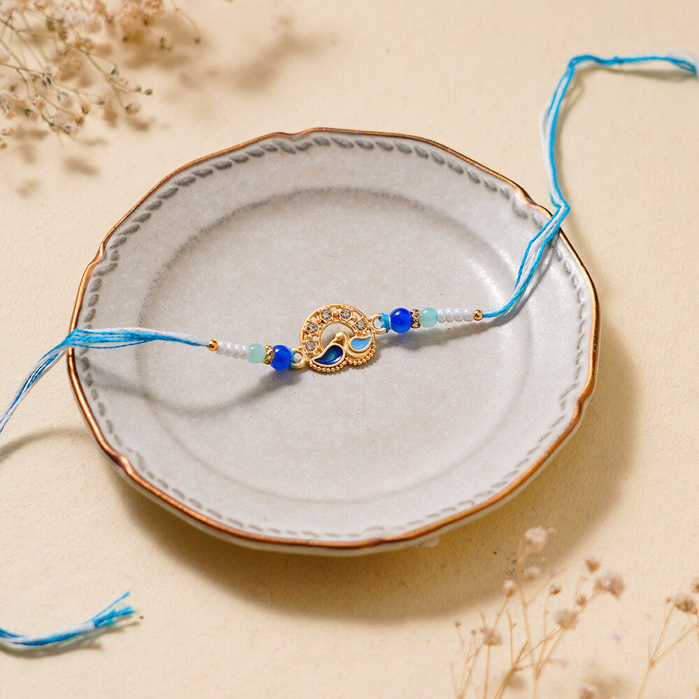 Madhoor Peacock Design Rakhi Blue 1 Piece